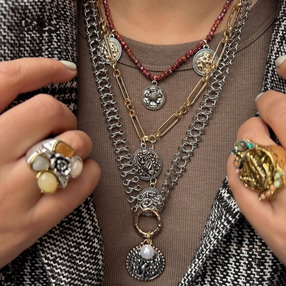 ZARA STYLE 3-PACK MEDALLION CHAIN NECKLACES